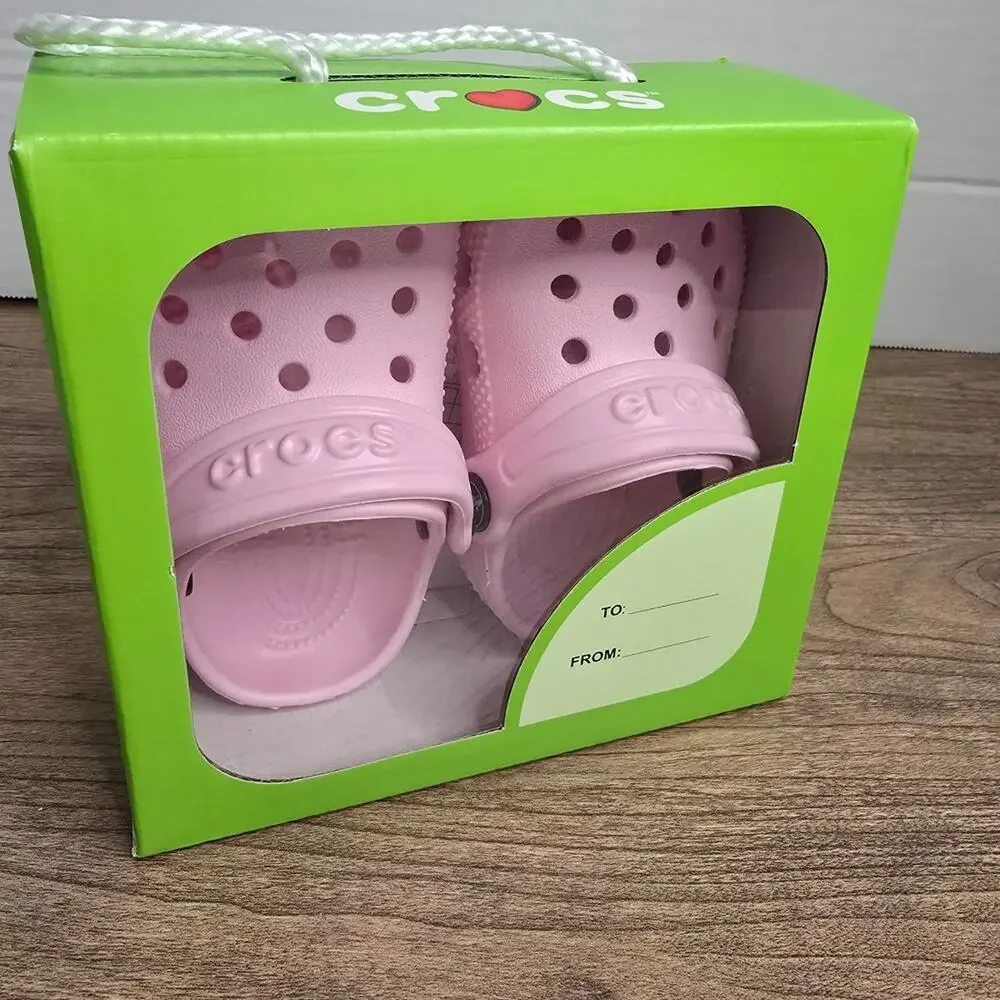 Crocs Classic Clogs Toddler 2 / 3 pink milk Rubber Slingback Round Toe Slip On